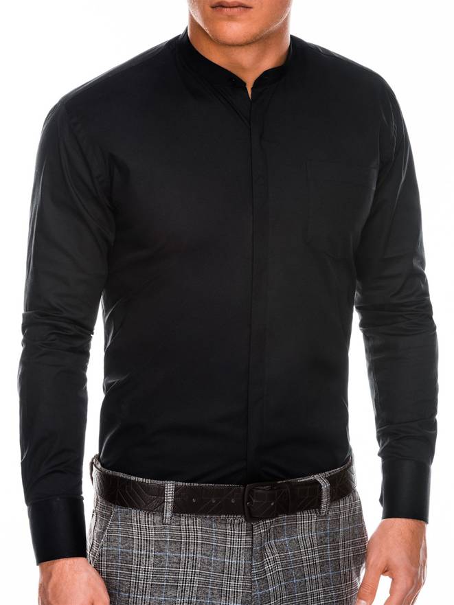 Elegantiški vyriški marškiniai ilgomis rankovėmis - juodi K307