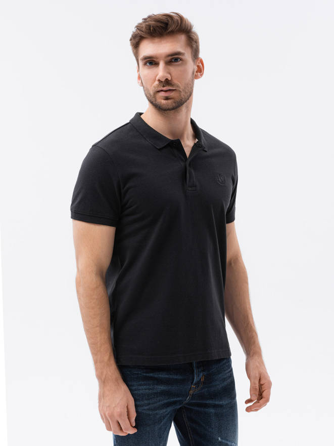 Vyriški pique trikotažo polo marškinėliai - juodi V1 S1374