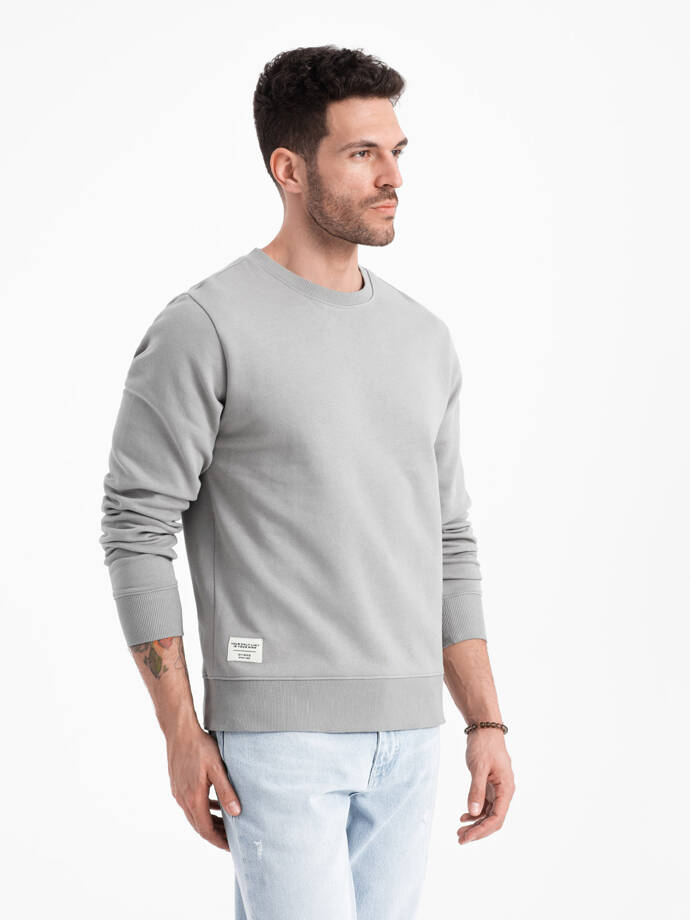 BASIC vyriškas džemperis su apvalia iškirpte - pilkas V8 OM-SSBN-0175