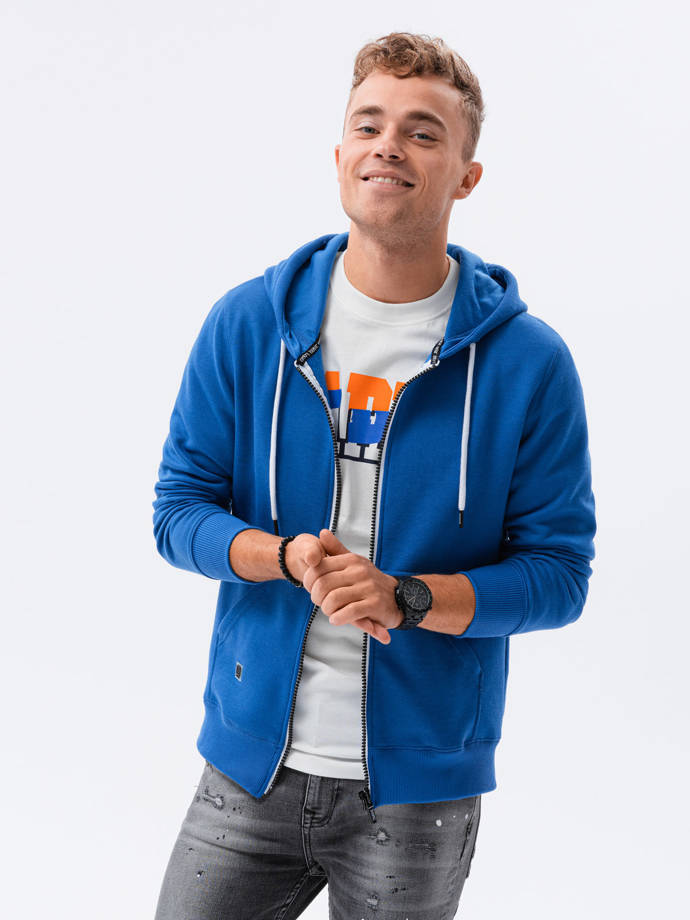 BASIC vyriškas džemperis su gobtuvu - mėlynas V9 B977