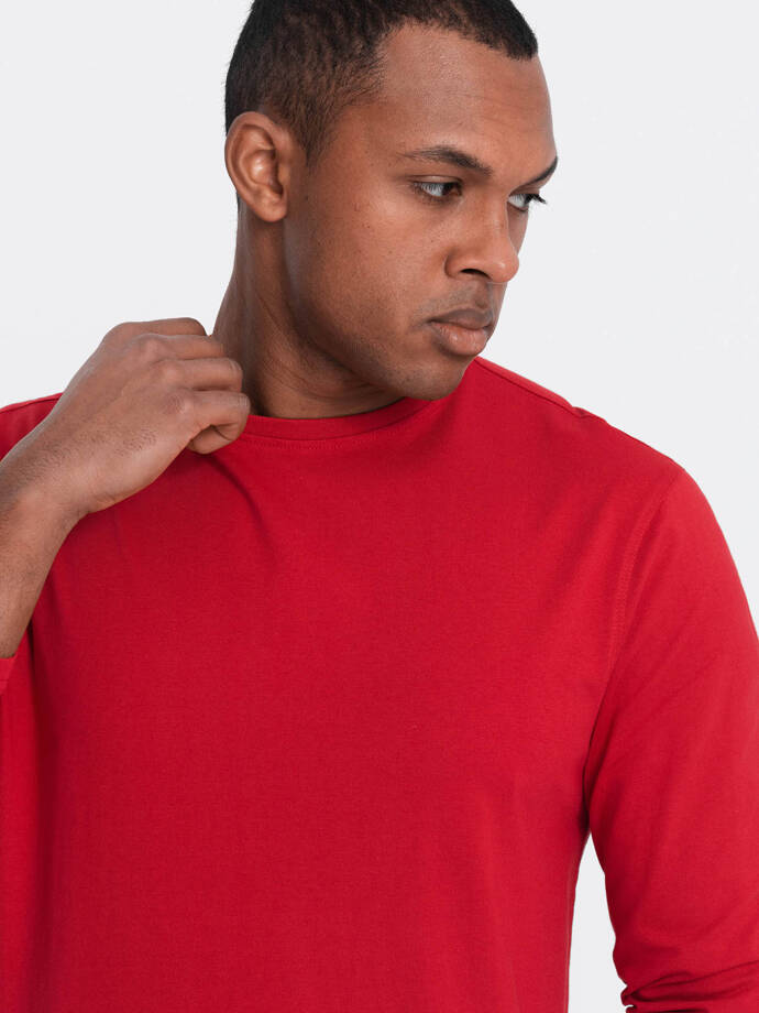 BASIC vyriški marškinėliai ilgomis rankovėmis su apvalia iškirpte - raudoni V5 OM-LSBL-0106