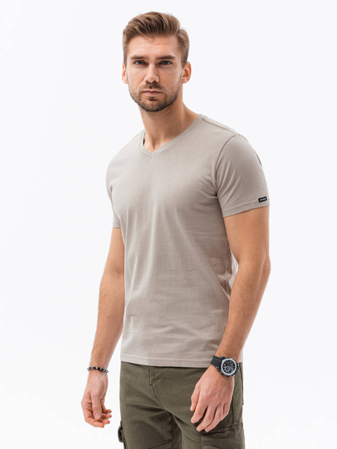 Classic BASIC vyriški marškinėliai su iškirpte - smėlio spalvos V21 S1369