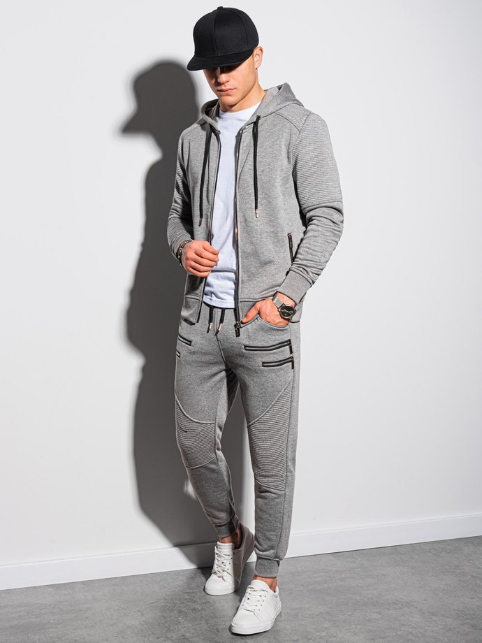 Men's set hoodie + pants - grey melange Z23
