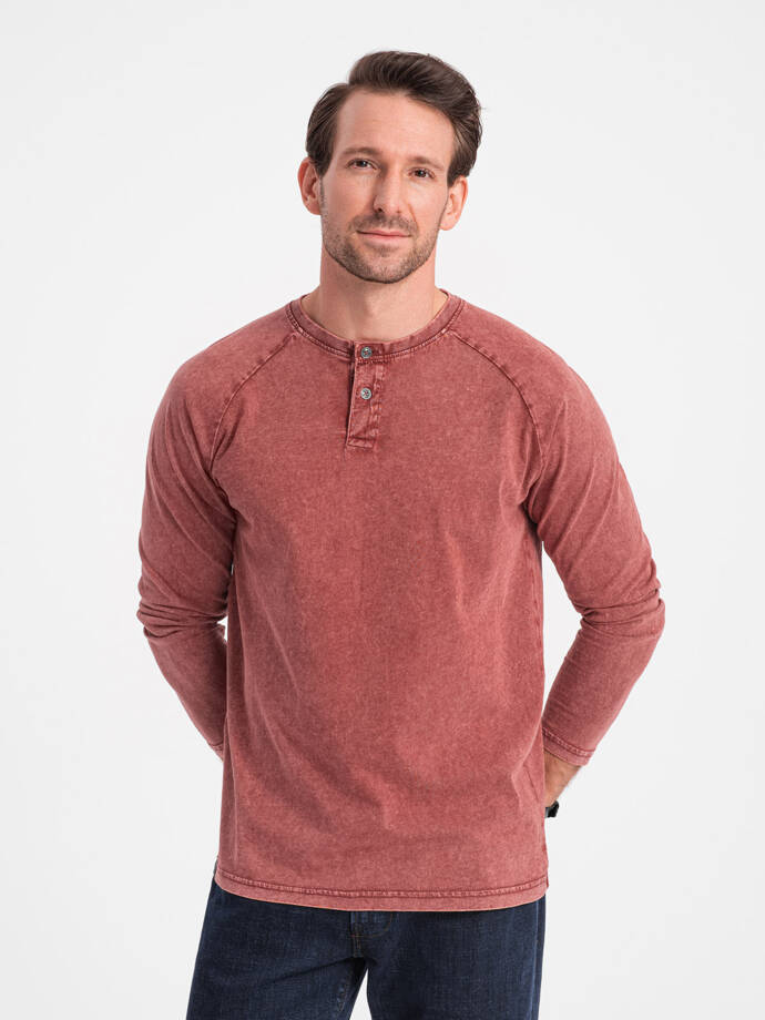 Vyriška skalbiama marškininė su ilgomis rankovėmis - Brick Grey V3 OM-LSWL-22FW-001