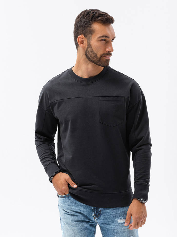 Vyriškas džemperis be gobtuvo - juodas B1277