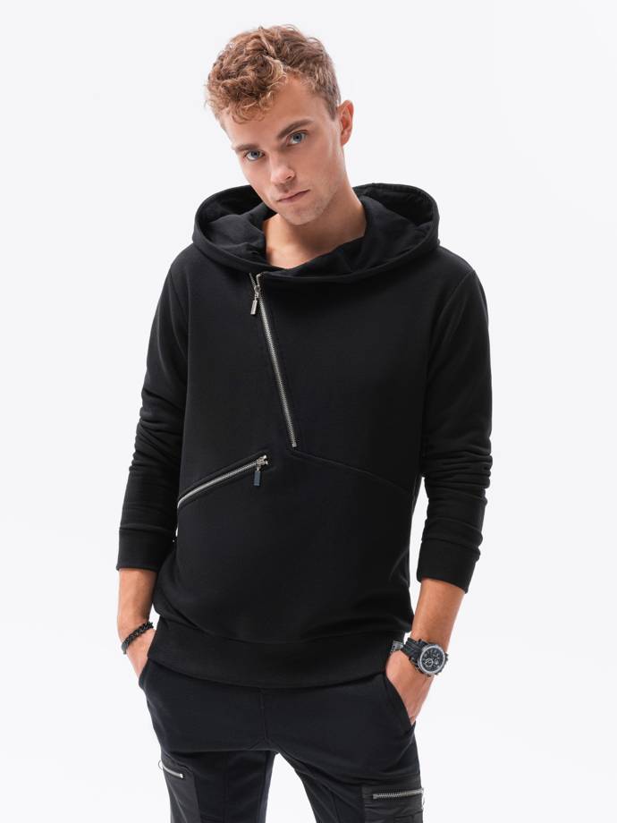 Vyriškas džemperis su gobtuvu Helsinki- juodas B1365