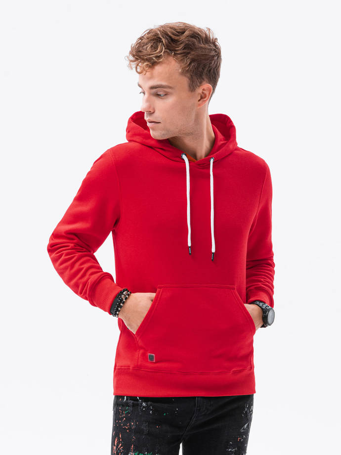 Vyriškas džemperis su gobtuvu - raudonas B979
