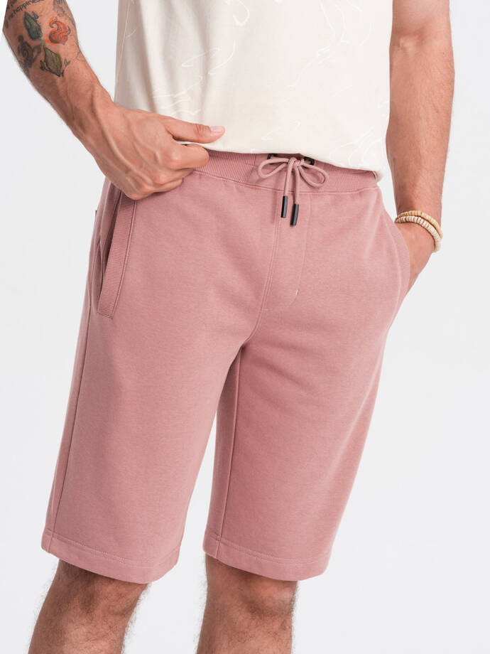 Vyriški BASIC medvilniniai šortai - tamsiai rožinės spalvos V4 OM-SRBS-0149