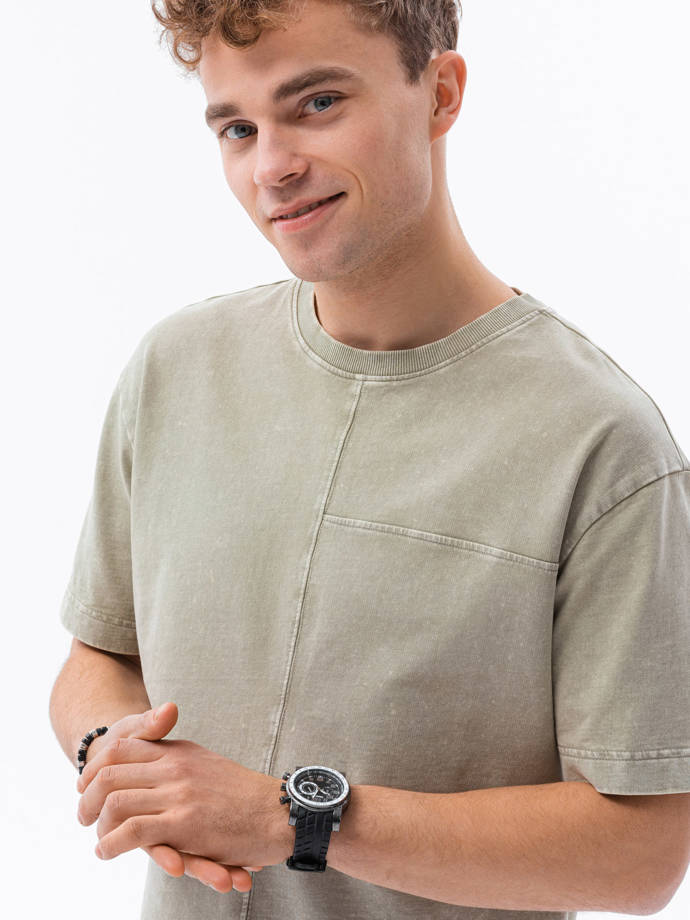 Vyriški marškinėliai be atspaudo - alyvuogių S1379