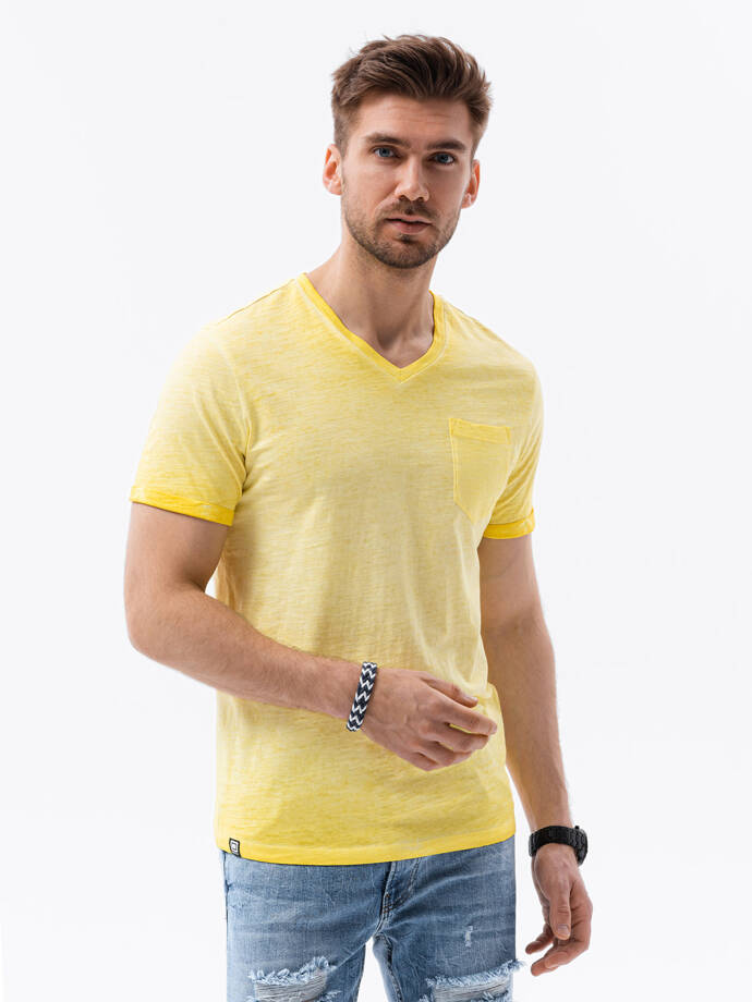 Vyriški marškinėliai be atspaudo - geltona melanžas S1388