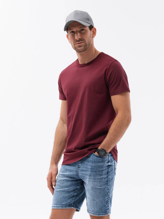 Vyriški marškinėliai be atspaudo - tamsiai raudona S1370
