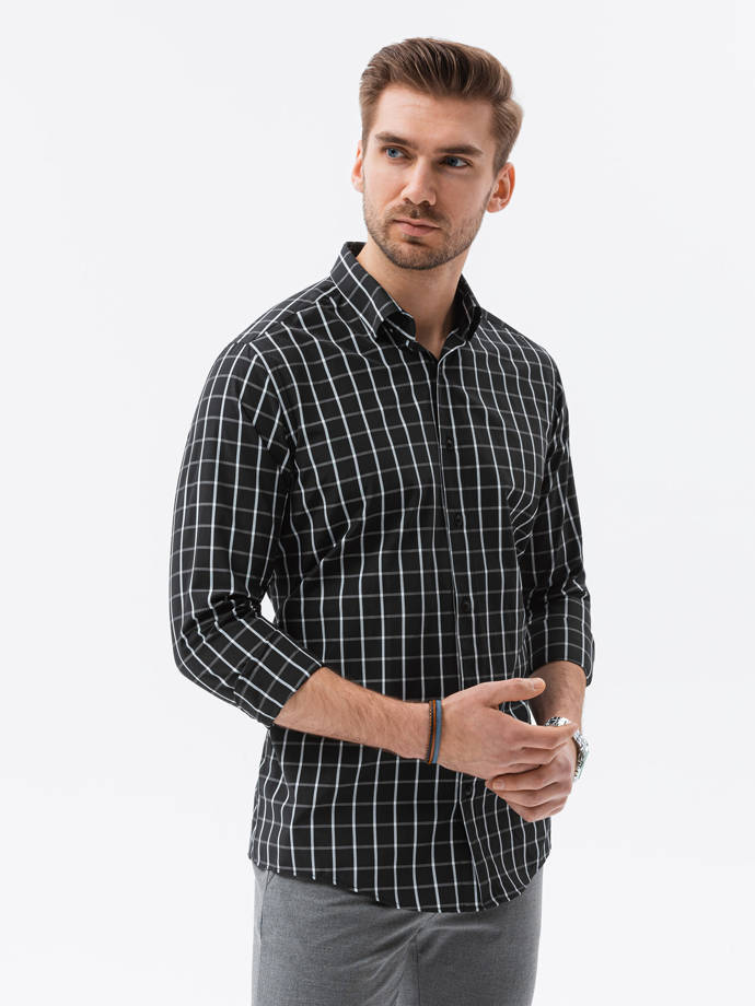Vyriški marškiniai ilgomis rankovėmis REGULAR FIT - juoda K618