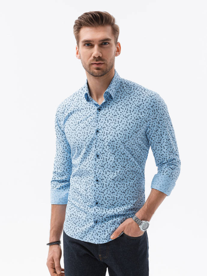 Vyriški marškiniai ilgomis rankovėmis REGULAR FIT - šviesiai mėlyna K599