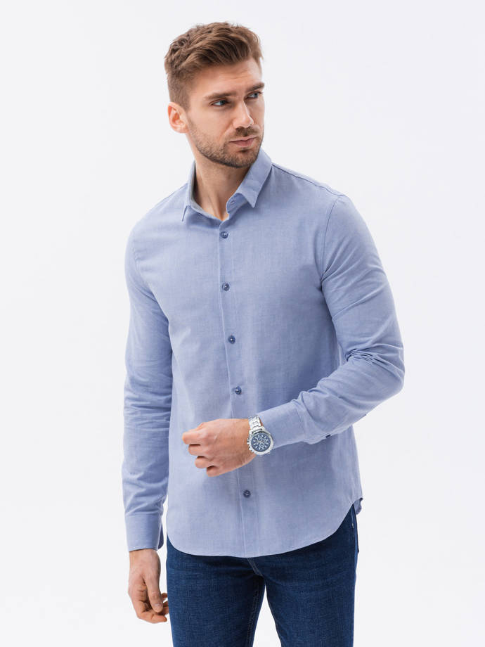 Vyriški marškiniai ilgomis rankovėmis SLIM FIT - mėlyna K642