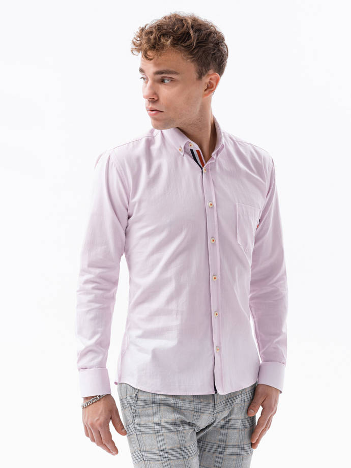 Vyriški marškiniai ilgomis rankovėmis - rožinė K643