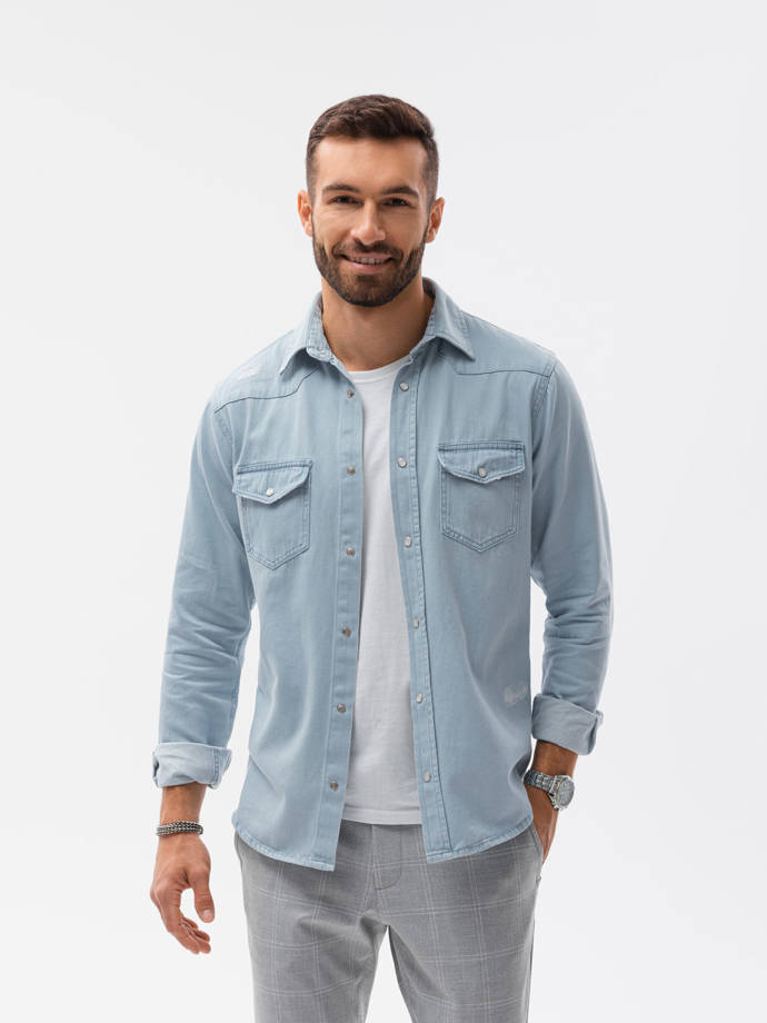 Vyriški marškiniai ilgomis rankovėmis - šviesiai mėlyna K567