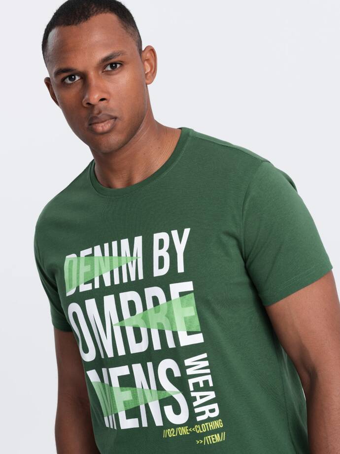 Vyriški medvilniniai marškinėliai su didelėmis raidėmis - žali V1 OM-TSPT-0193