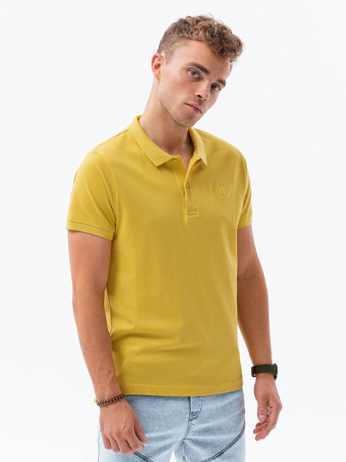Vyriški pique trikotažo polo marškinėliai - geltoni S1374