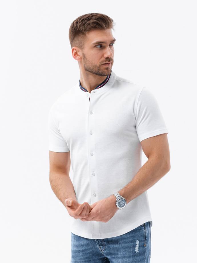 Vyriški trikotažiniai marškiniai trumpomis rankovėmis - balti V1 K543