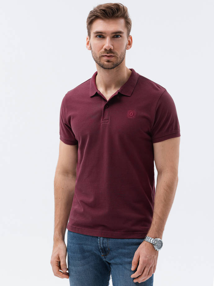 Vyriški trikotažiniai polo marškinėliai - bordo spalvos V10 S1374